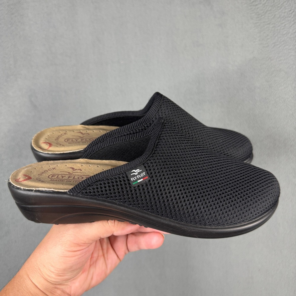 Fly Flot T4 368 FE Black Mesh Anti-Shock Clogs Mules Made in Italy EU 39